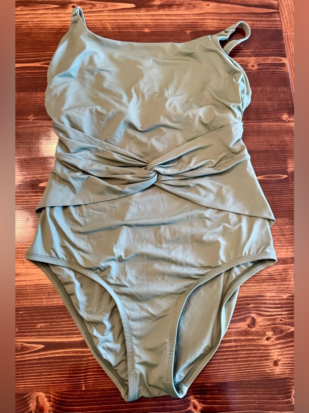 Jantzen Sage Green Twist-Front‎ One-Piece Swimsuit Size 10